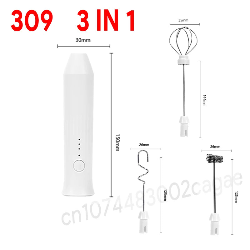 Wireless Milk Frothers Electric USB Recharge 3 Speeds Handheld Blender Small Coffee Foam Maker Whisk For Coffee Kitchen Tools